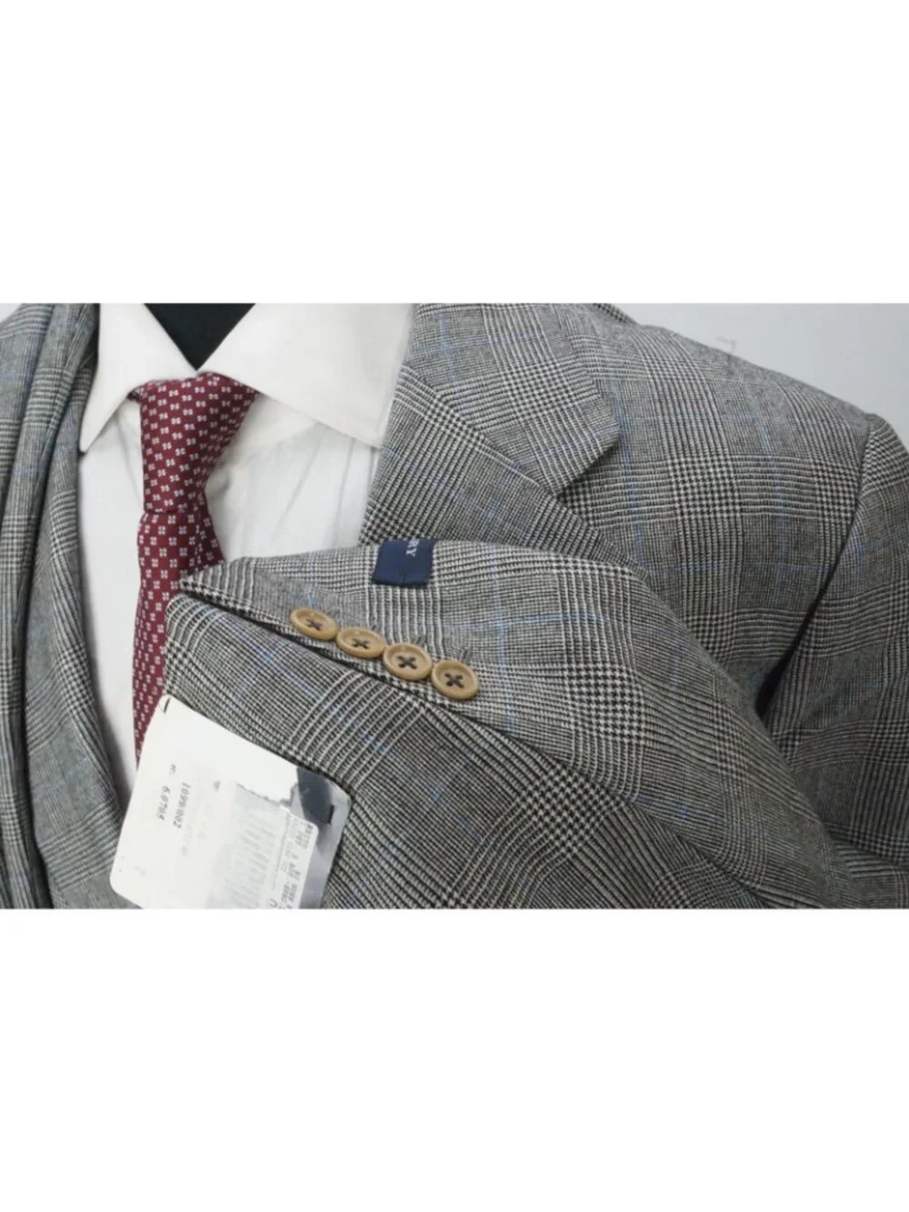 Burberry London Gray Blue Black Plaid Wool 2 Pc Suit Jacket Pant 56R EU NEW